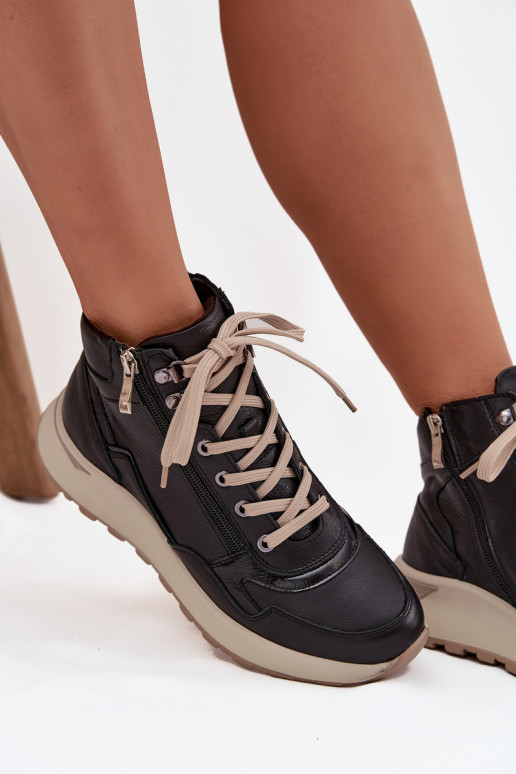 Stiefel Sportlicher Stil Feminin mit einer PlattformErmöglichtturalnej Skóry Zazoo Z1239 schZuarze Farbe