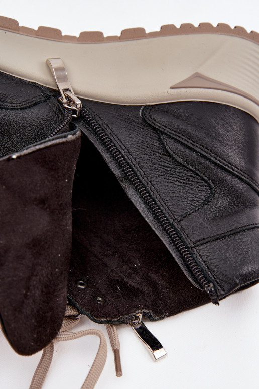 Bottes Style sportif Féminin avec une plateformeActivéturalnej Skóry Zazoo Z1239 couleur noire