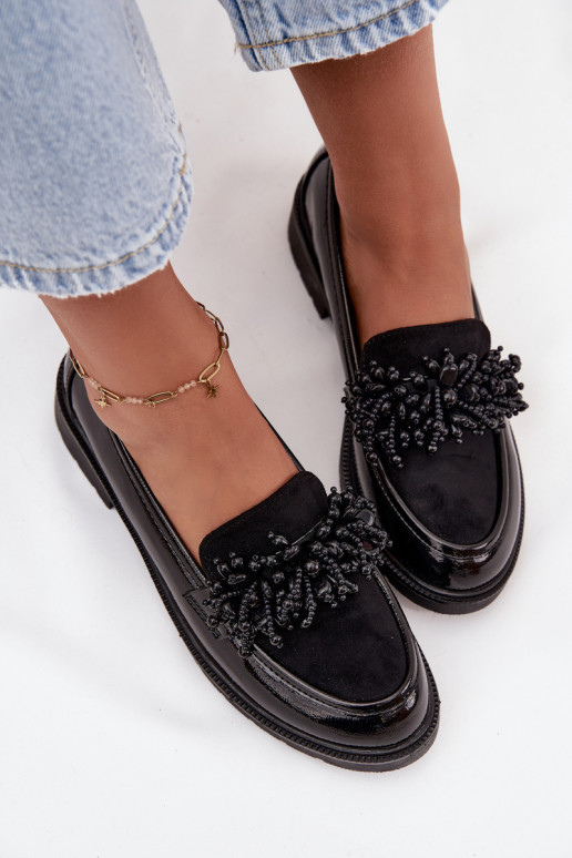 Féminin Mocassins avec effet vernis S.Barski HY52-369B couleur noire