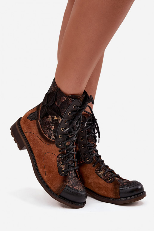 Peau Bottes pour femmesActivéturalnej Skóry avec des talons larges Il fautciejka 07004-29 marron