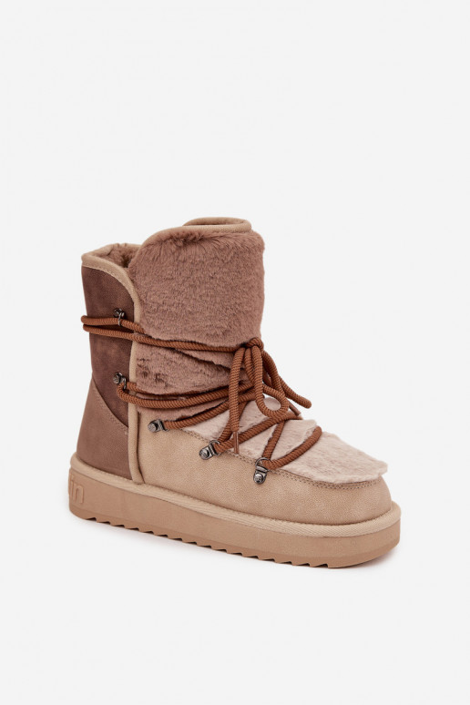 Bottes de neige Féminin avec un manteau de fourrure D.Franklin DFSH370012 beige