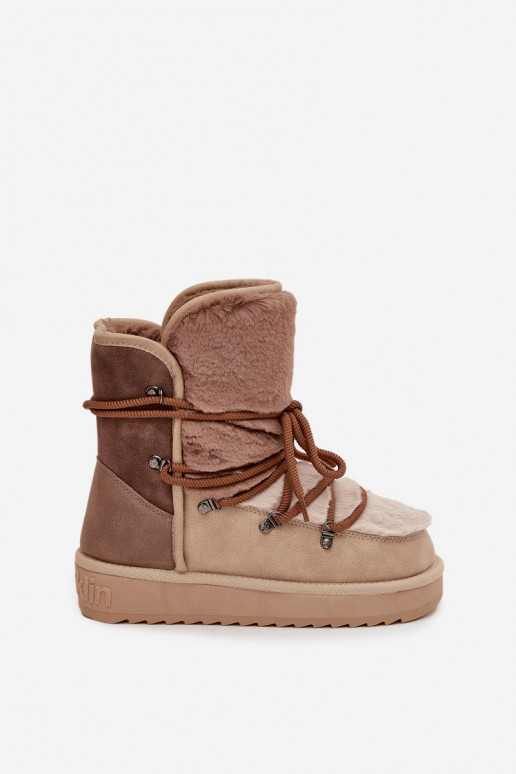 SneeuIn laarzen Dames met bont D.Franklin DFSH370012 beige