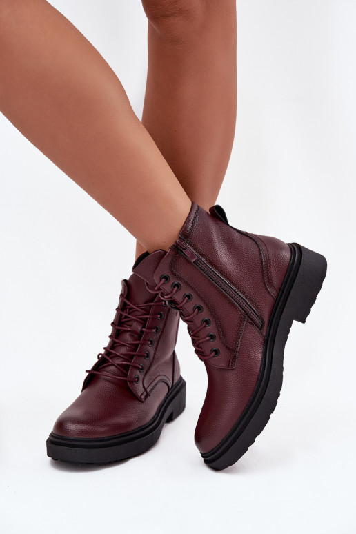 réchauffer Bottes pour femmesActivéturalnej Skóry Sergio Leone BT25248-S Bourgogne