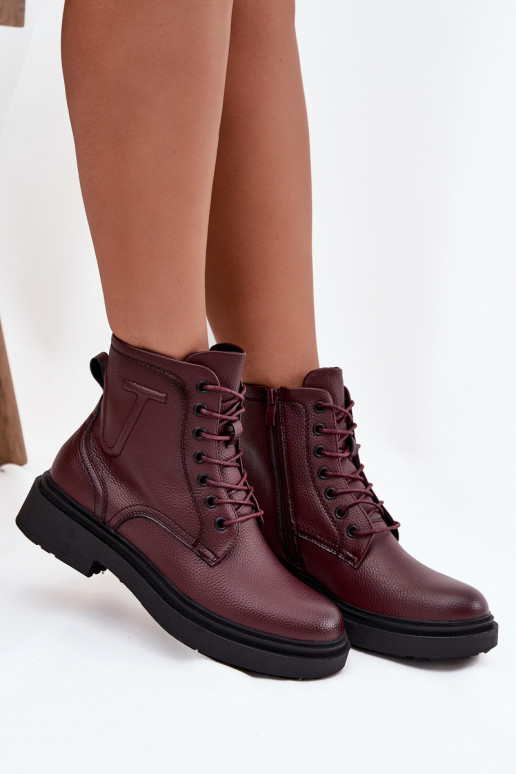 réchauffer Bottes pour femmesActivéturalnej Skóry Sergio Leone BT25248-S Bourgogne