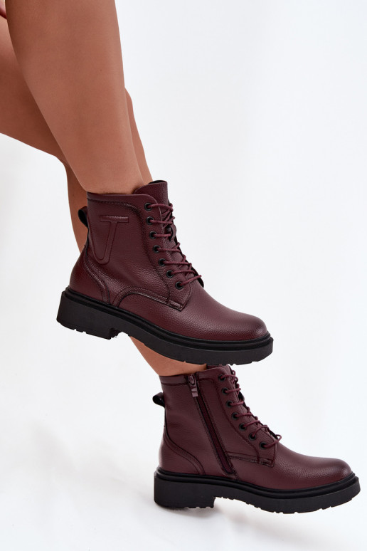 réchauffer Bottes pour femmesActivéturalnej Skóry Sergio Leone BT25248-S Bourgogne