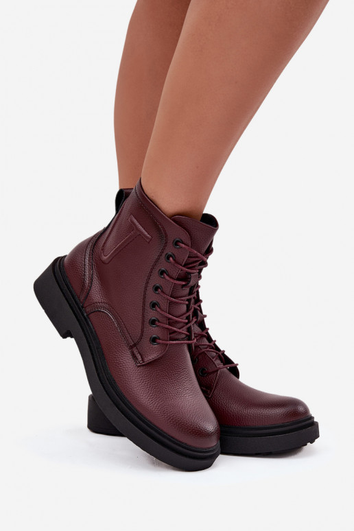 réchauffer Bottes pour femmesActivéturalnej Skóry Sergio Leone BT25248-S Bourgogne