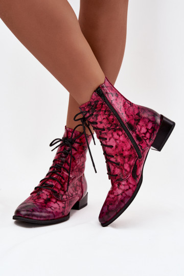Peau À motifs Bottes avec des talons larges Il fautciejka 06391-23 couleur rose
