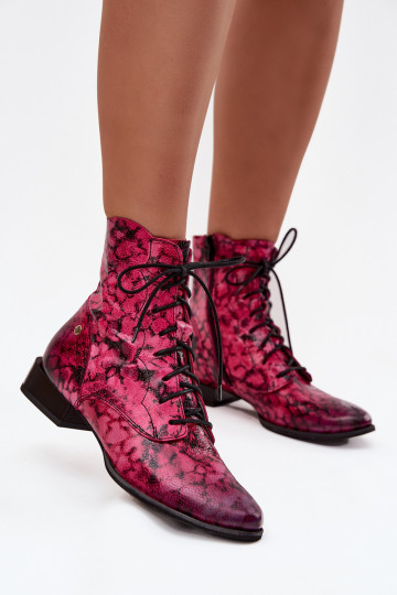 Peau À motifs Bottes avec des talons larges Il fautciejka 06391-23 couleur rose 2