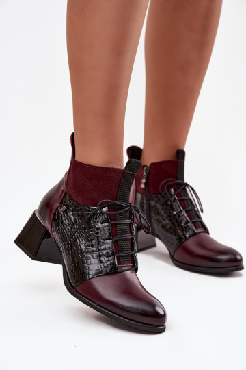 Zazoo 60503 Kunstleder Stiefeletten mit Absatz gefüttert bordeaux 2