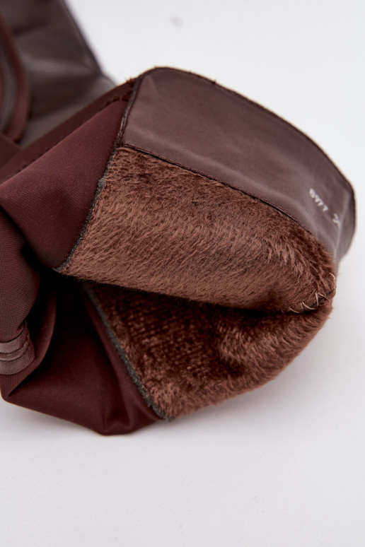 Eingezogene Damenstiefel aus Eco-Leder, schokoladenfarben, Sylvina Eingezogene Damenstiefel aus Eco-Leder, schokoladenfarben, Sylvina