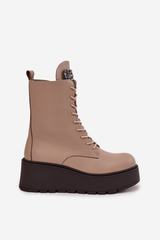 Peau Bottes pour femmes avec des ornements réchauffer beige Ulrika
