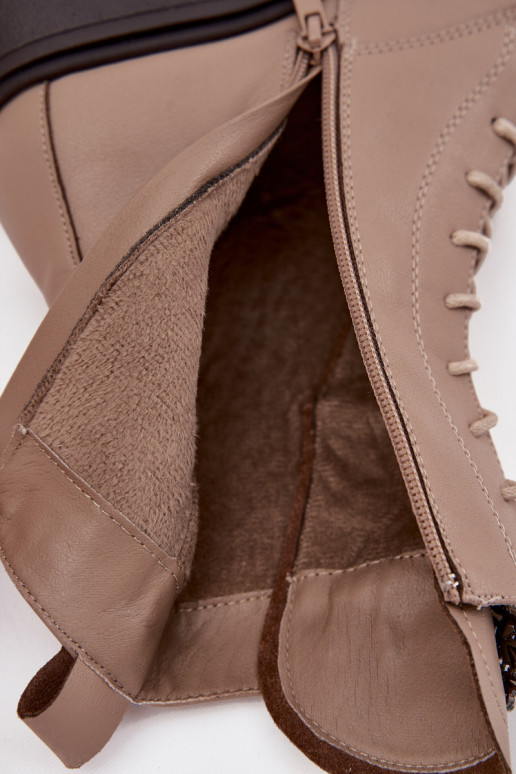 Leer Dameslaarzen met ornamenten opInarmen beige Ulrika