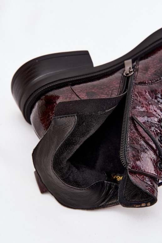 avec effet vernis Peau Bottes pour femmes Klocke D&A LZ52-954 Bourgogne