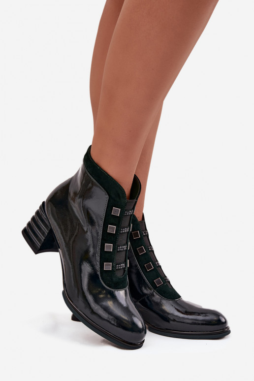 mit Lackeffekt DamenstiefelErmöglichtturalnej Skóry mit Absätzen D&ACR52-696 Khaki-Farbe-Farbe