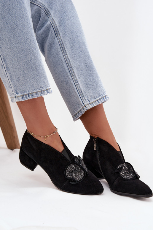 Leer Suede schoenen Dames met hakken met ornamenten D&A MR52-182 zInart