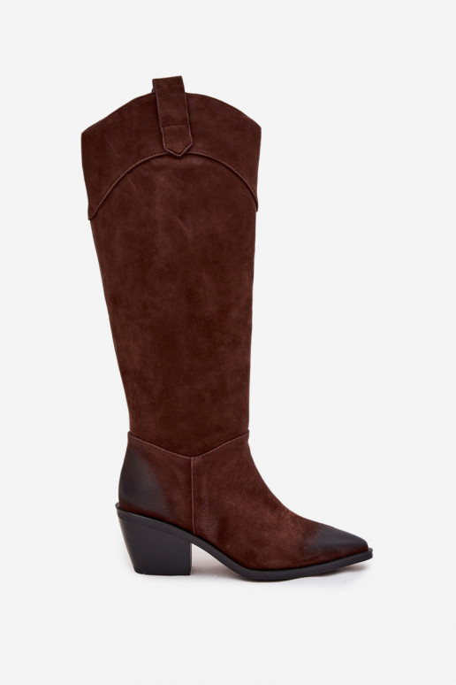 bottes style coÀ-boy Féminin avec des talonsActivéturalnego en daimu Artiker 57C0230 marron