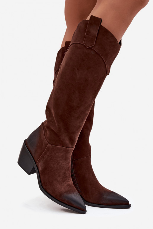 bottes style coÀ-boy Féminin avec des talonsActivéturalnego en daimu Artiker 57C0230 marron