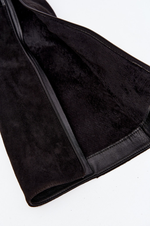 bottes pour femmes avec des talons avec boucles dorées réchauffer couleur noire Seraphine