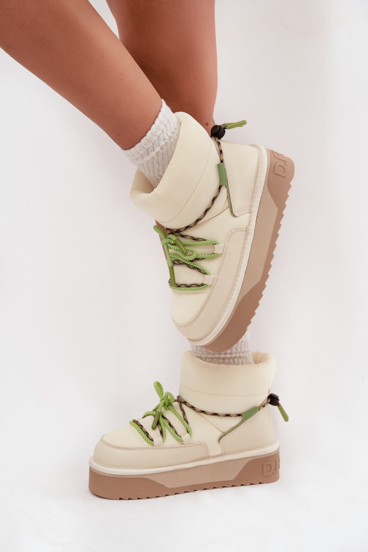 Bottes de neige avec une plateforme D.Franklin DFSH371015 couleur ivoire