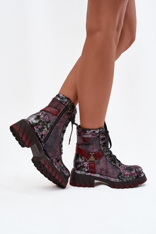 Haut Arbeitsstiefeletten Feminin Es mussciejka 07072-23 Burgund