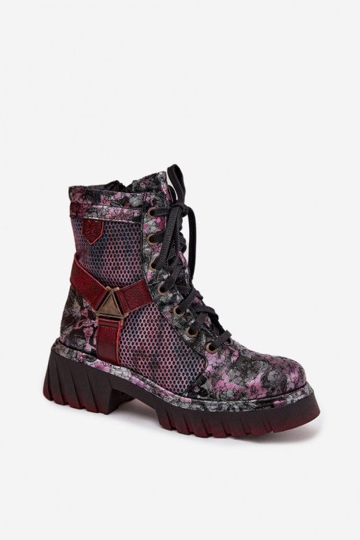 Peau Bottines de travail Féminin Il fautciejka 07072-23 Bourgogne