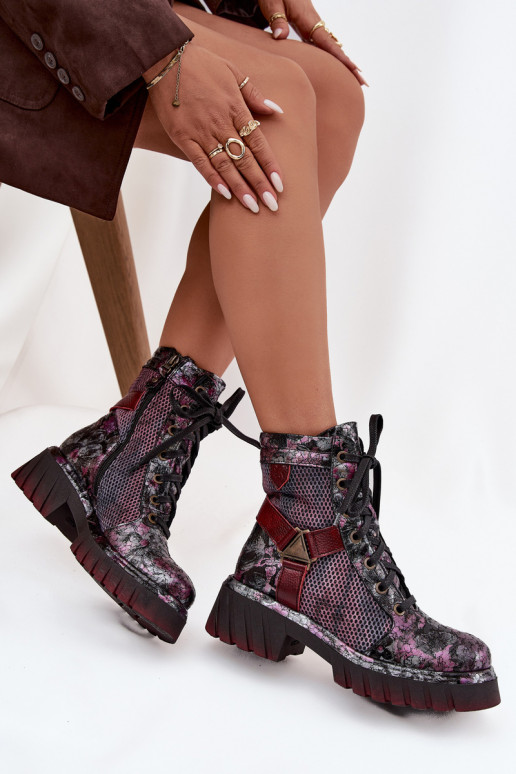 Haut Arbeitsstiefeletten Feminin Es mussciejka 07072-23 Burgund