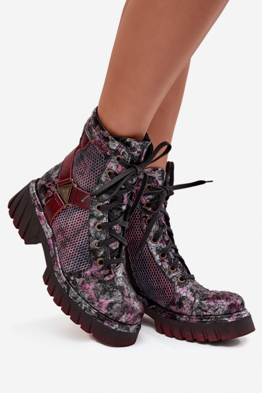 Peau Bottines de travail Féminin Il fautciejka 07072-23 Bourgogne