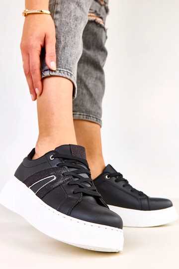 Zwarte sportieve schoenen met platform en glinsterend accent Jeromi 2