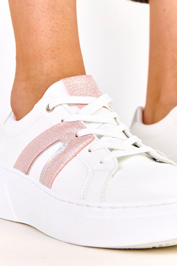 Witte sportieve schoenen met platform en glinsterend accent Jeromi