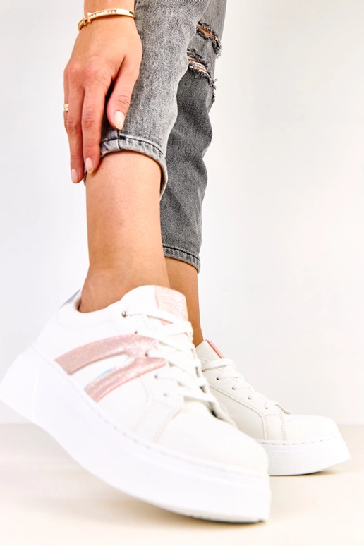 Witte sportieve schoenen met platform...