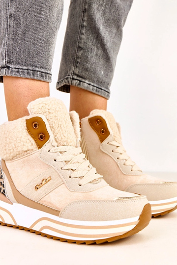 Baskets hautes beiges et chaudes avec fourrure Mirasen