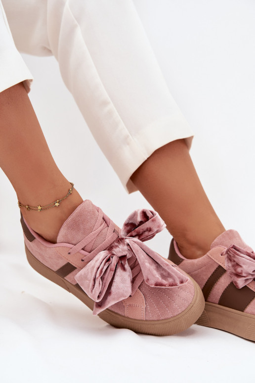 Damen Sportliche Schuhe mit Samt-Schleife, rosa, Ashlyn