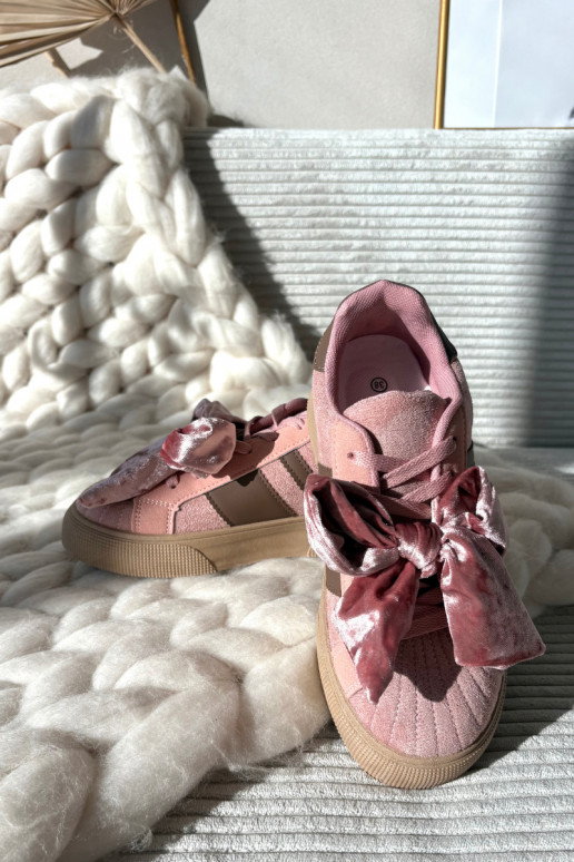 Dames sportieve schoenen met velours strik, roze, Ashlyn