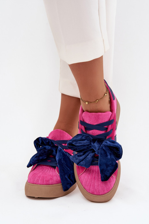 Baskets de style sportif pour femmes avec nœud en velours, couleur rose, Ashlyn Baskets de style sportif pour femmes avec nœud en velours, couleur rose, Ashlyn