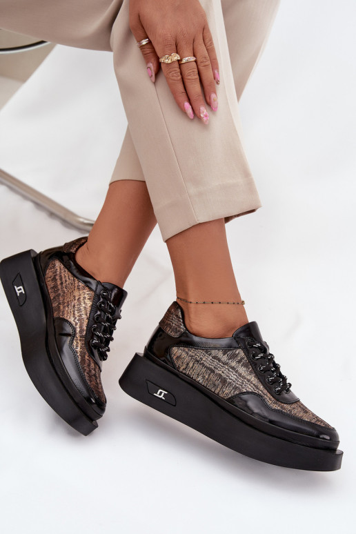 Peau Chaussures à lacets Féminin avec une plateforme Artiker 57C2044 couleur noire