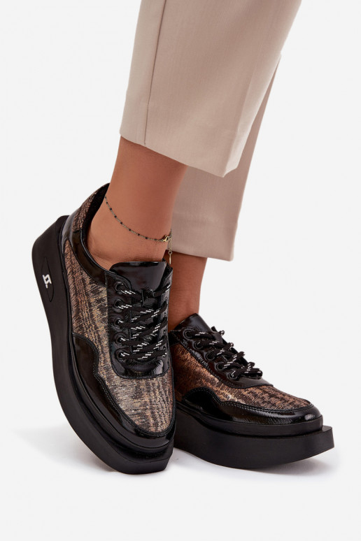 Peau Chaussures à lacets Féminin avec une plateforme Artiker 57C2044 couleur noire