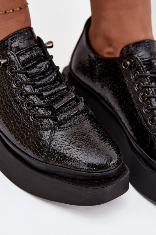 Bottines en cuir véritable laqué Féminin avec une plateforme Artiker 57C2041 couleur noire