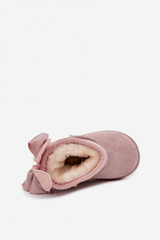 Puéril réchauffer Bottes de neige avec des rubans couleur rose Meriva