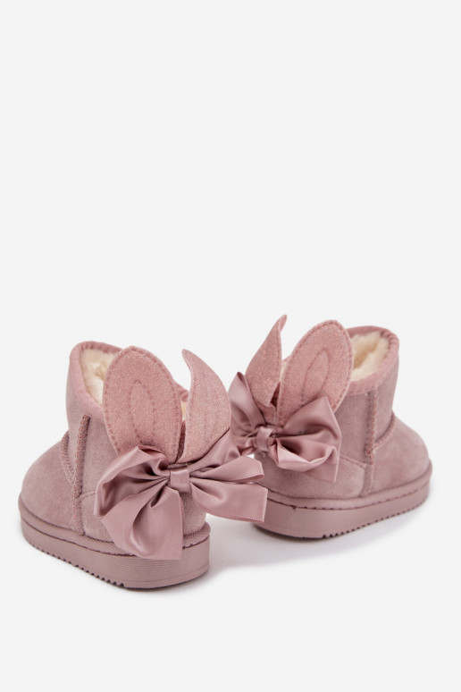 Puéril réchauffer Bottes de neige avec des rubans couleur rose Meriva