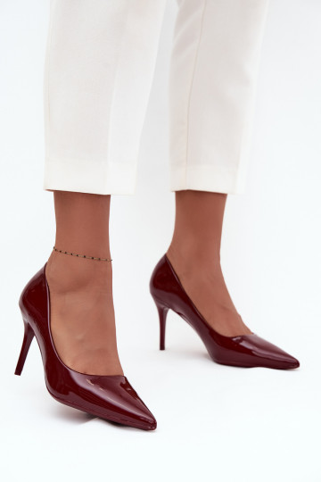 Dames lak hoge hak schoenen „Jadira" met spitse neuzen, bordeaux