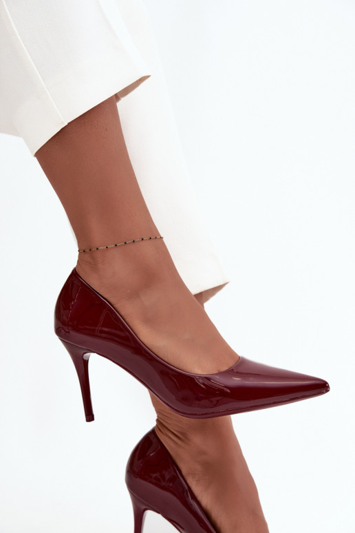 Dames lak hoge hak schoenen „Jadira" met spitse neuzen, bordeaux
