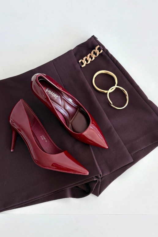 mit Lackeffekt Eko Haut hochhackige Schuhe Feminin Ze Szpiczastymi Noskami Burgund Jadira