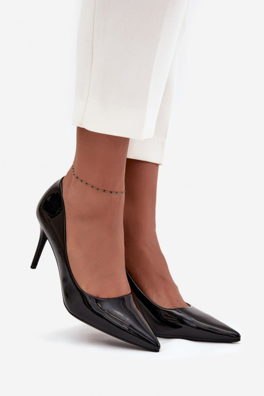 avec effet vernis Eko Peau chaussures à talons hauts Féminin Ze Szpiczastymi Noskami couleur noire Jadira avec effet vernis Eko Peau chaussures à talons hauts Féminin Ze Szpiczastymi Noskami couleur noire Jadira