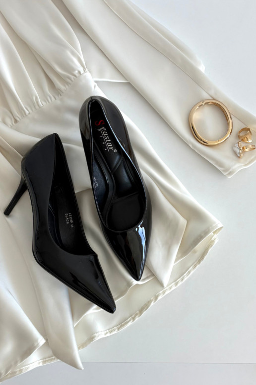 avec effet vernis Eko Peau chaussures à talons hauts Féminin Ze Szpiczastymi Noskami couleur noire Jadira avec effet vernis Eko Peau chaussures à talons hauts Féminin Ze Szpiczastymi Noskami couleur noire Jadira