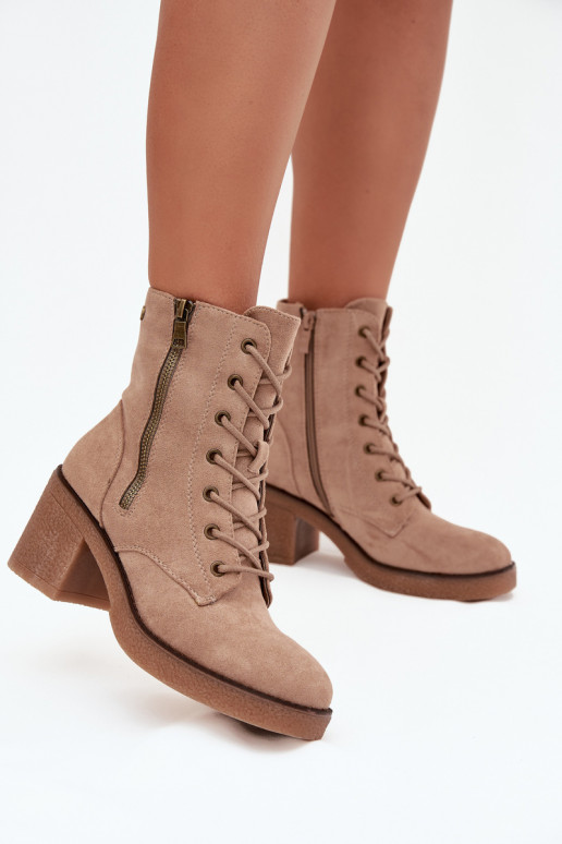 Bottines sable pour femmes isolées avec lacets et zips Paressa