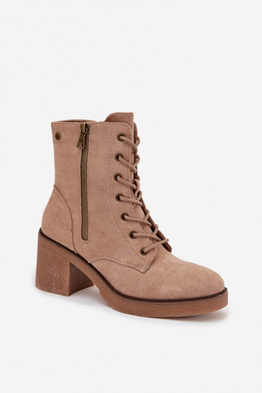 Bottines sable pour femmes isolées avec lacets et zips Paressa