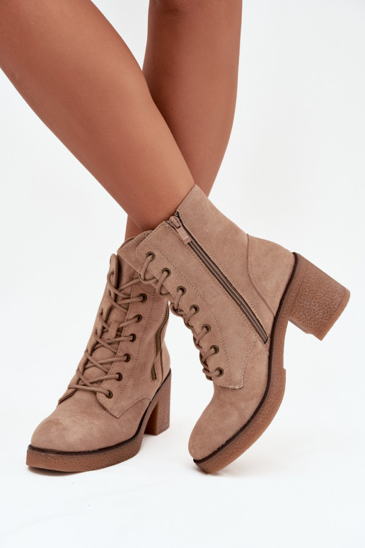 Bottines sable pour femmes isolées avec lacets et zips Paressa