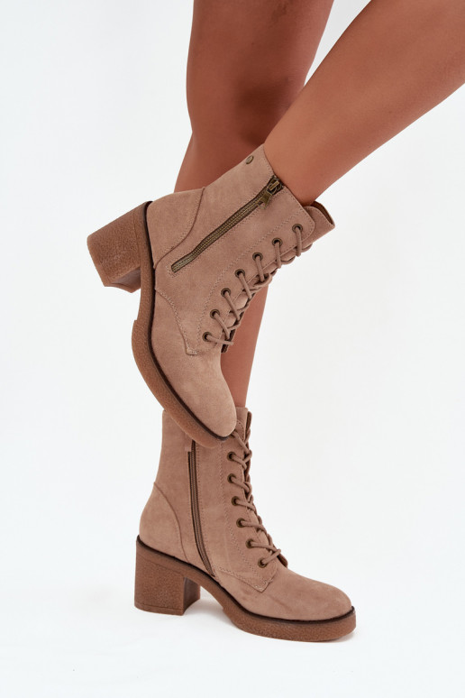 Bottines sable pour femmes isolées avec lacets et zips Paressa