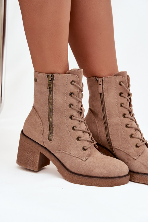 Bottines sable pour femmes isolées avec lacets et zips Paressa
