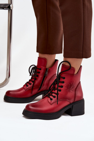 Bottines femme en cuir naturel Klocke réchauffer Vinceza 39950 couleur rouge